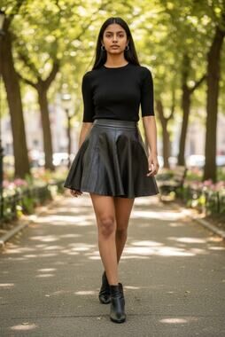 NWT Absolute Vibe Black Faux Leather Skater Mini Skirt XL 22" Waist